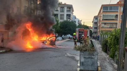 Seyir halindeki otomobil yandı!