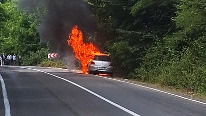Ordu'da otomobil yangını!