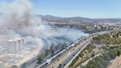 Otlak alan yangını trafiği felç etti