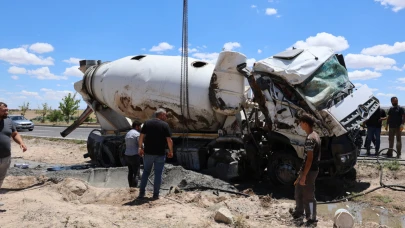 Nevşehir'de beton mikseri devrildi! 1 yaralı