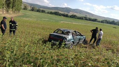 Yoldan çıkan otomobil tarlaya uçtu! 1 yaralı