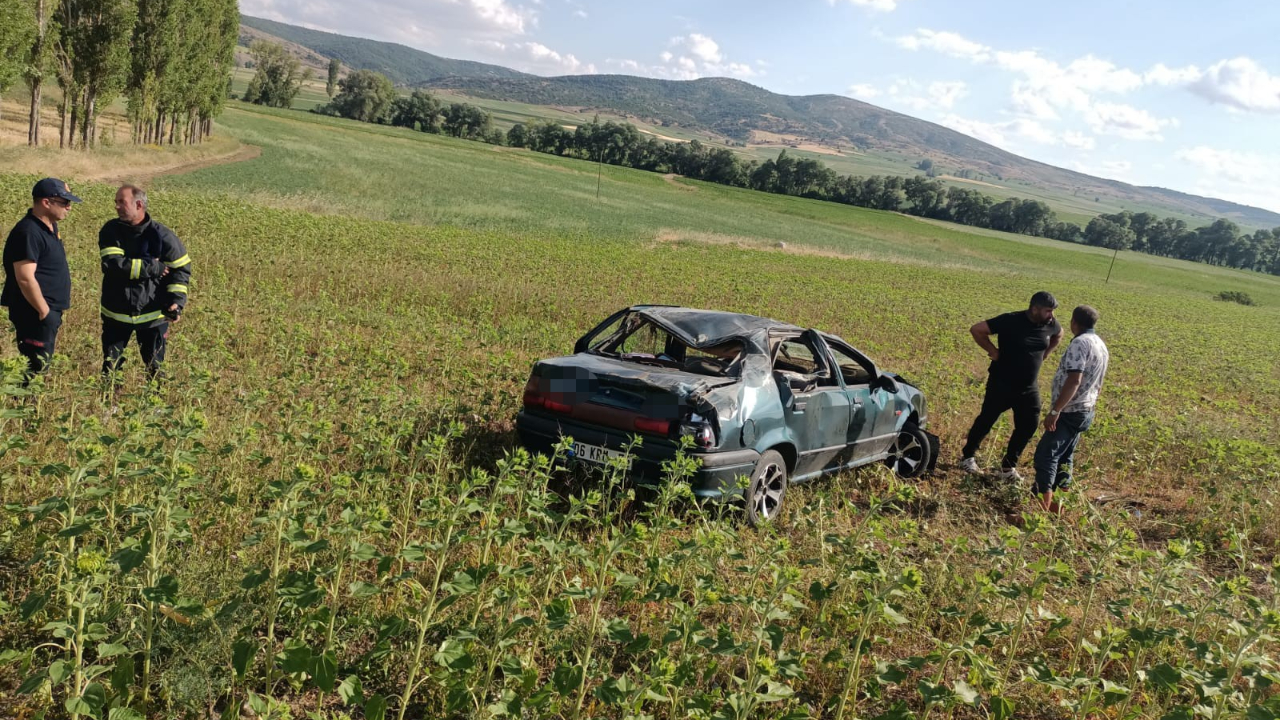 Yoldan çıkan otomobil tarlaya uçtu! 1 yaralı
