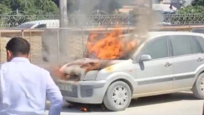 Park halindeki otomobilde yangın!