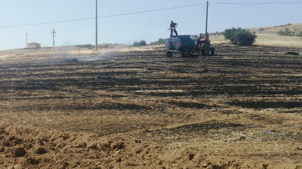 Isparta'da 30 dönümlük tarla yanarak kül oldu