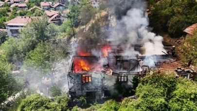 Otluk alanda çıkan yangın iki katlı evi küle çevirdi