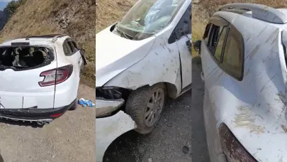 Hakkari'de kaya parçaları kazaya neden oldu