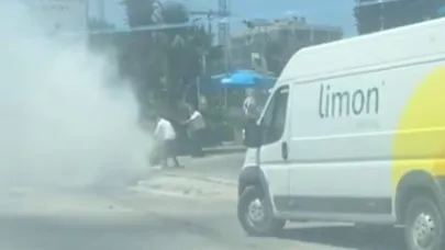 Mudanya Yolu’nda araç alev aldı! İtfaiye bekleniyor