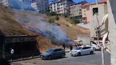 Sultangazi'de boş arazide çıkan yangın paniğe neden oldu