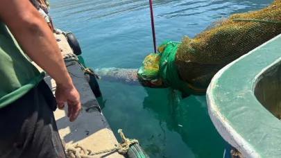 İzmir Karaburun'da balıkçı ağına denizaltı torpidosu takıldı