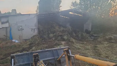 3 kamyon saman alev aldı