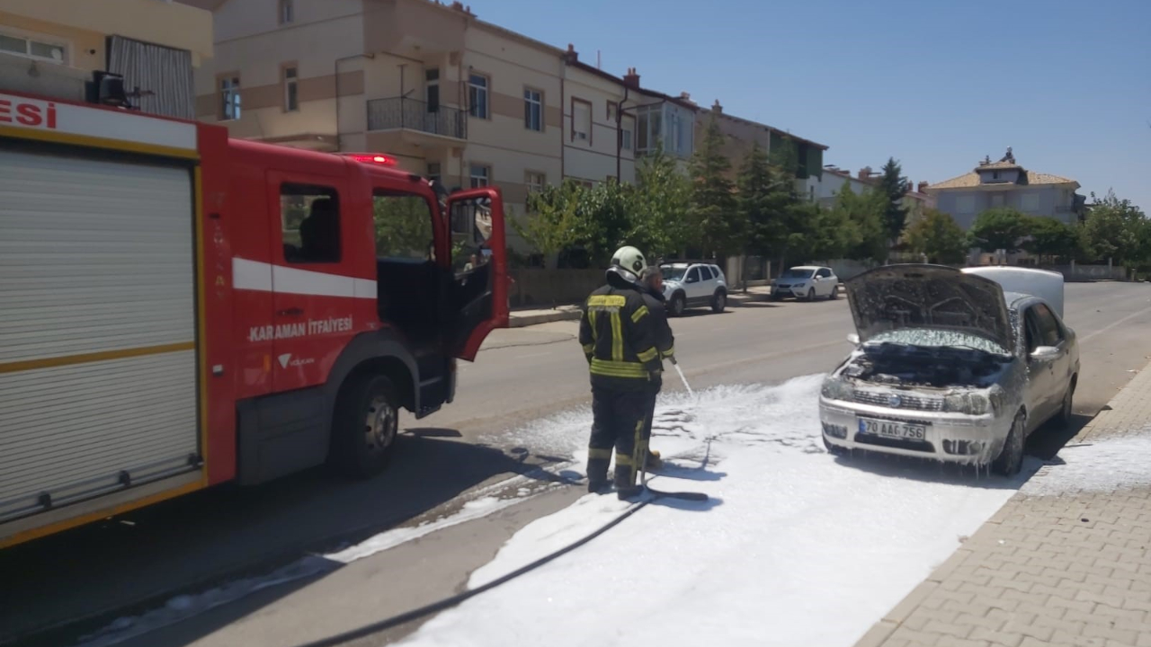 Karaman’da otomobil yangını