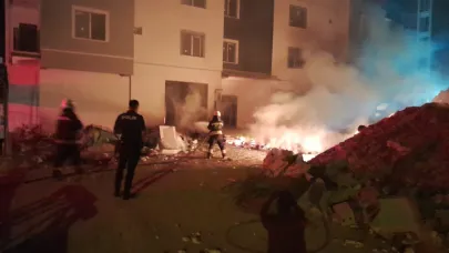 İnşaat önünde yangın paniği