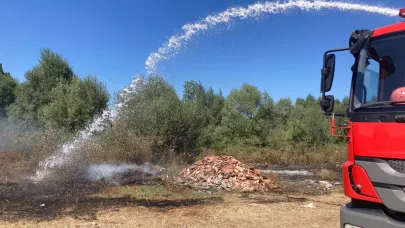 Kavak’ta ot yangını korkuttu