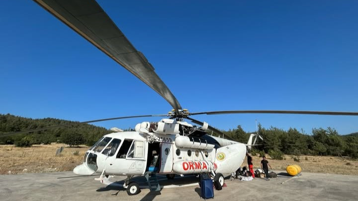Orhaneli’de yangın helikopteri göreve başladı
