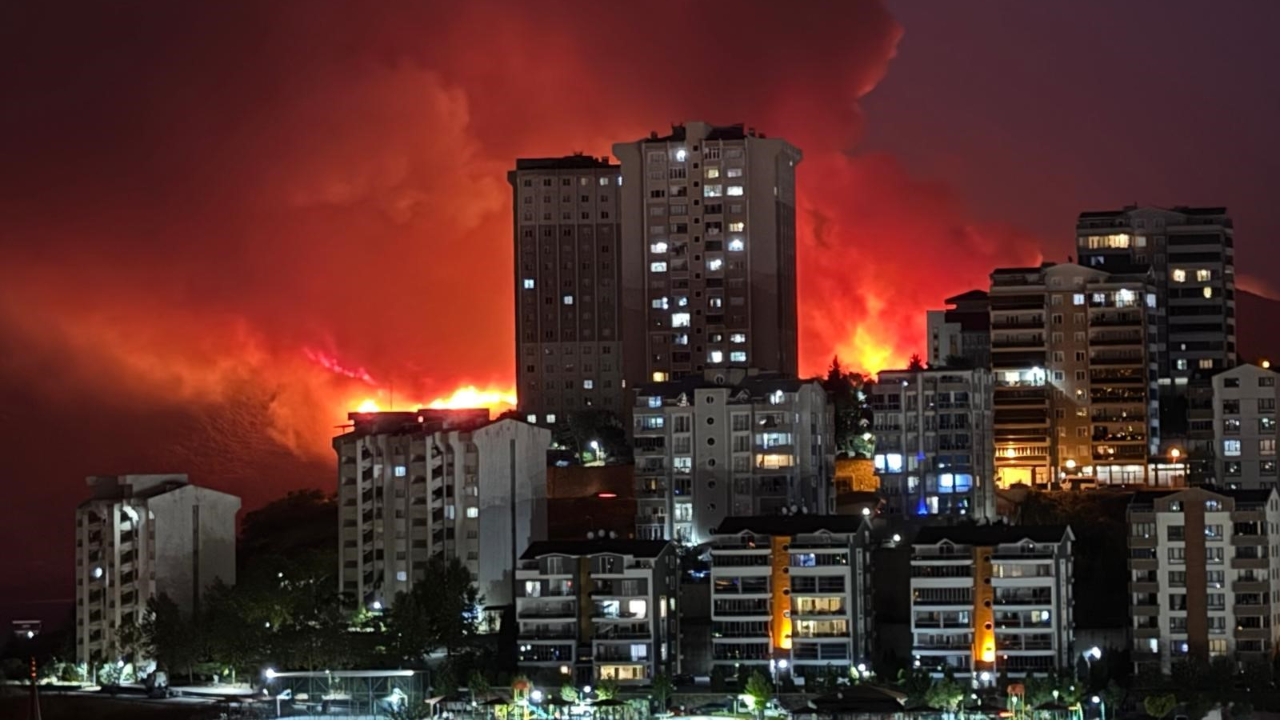 Bursa'da orman yangını geceyi aydınlattı