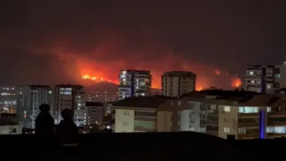Bursa'daki orman yangını şehir merkezinden görüntülendi