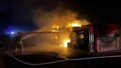 Balıkesir'de tır yangını ormana sıçradı