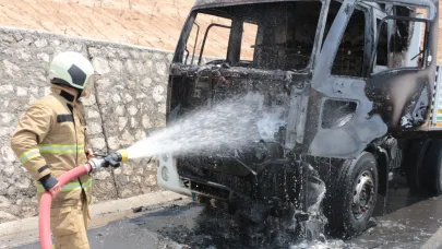 Cizre’de alevler tırı demir yığınına çevirdi