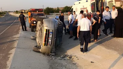 Hafif ticari araç devrildi: 3 yaralı