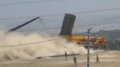 Freni patlayan vinç dehşet saçtı!