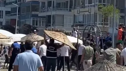 Halk plajında şezlong kavgası: Zabıta ile para toplayanlar arasında arbede çıktı