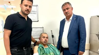 Orman yangınında yaralanan işçiye vefa ziyareti