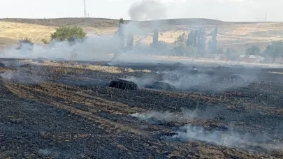 Balya makinesinden çıkan kıvılcım 10 dönüm araziyi kül etti!