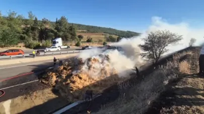 Tekirdağ'da yanan araçtaki alevler önce tarlaya, sonra tıra sıçradı