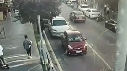Yolu bıraktı, kaldırımdan ilerledi