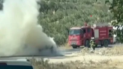 Hareket halindeki araç alev topuna döndü!