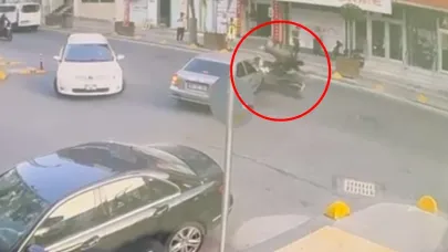 Motosikletten fırlayan sürücü kameraya yansıdı