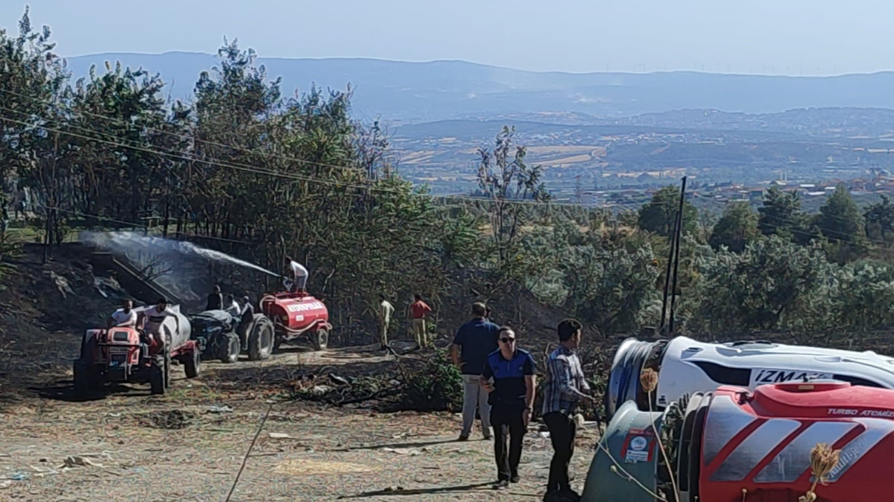 Mudanya'da çöplük yangını zeytinliğe sıçradı