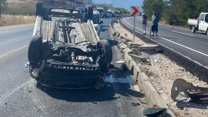 Takla atan araç sürücüsü yaralandı