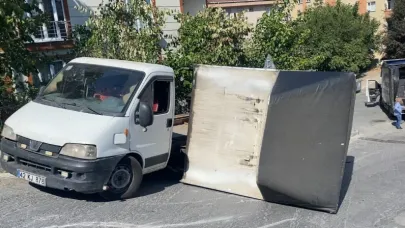 Jeneratör yüklü kamyon kazasında faciaya ramak kaldı