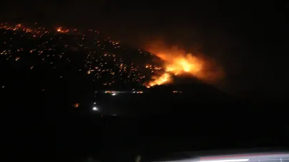 Denizli’de orman yangınına gece karadan müdahale sürüyor