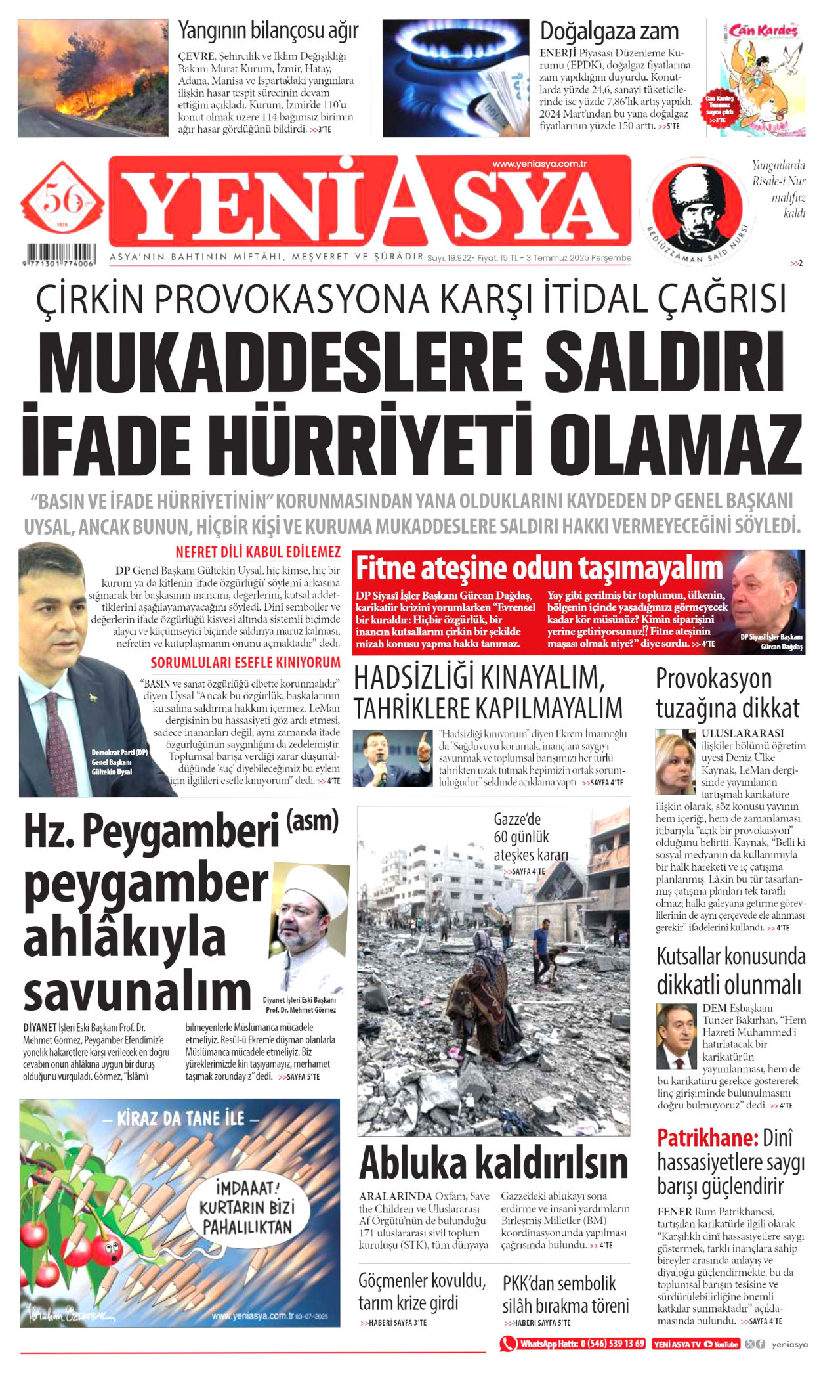 YENİ ASYA Gazete Manşeti